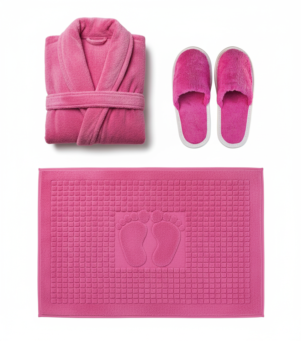 Jacquarddina Premium Bath Set – Bathrobe, Slippers & Bath Mat | 100% Pure Cotton