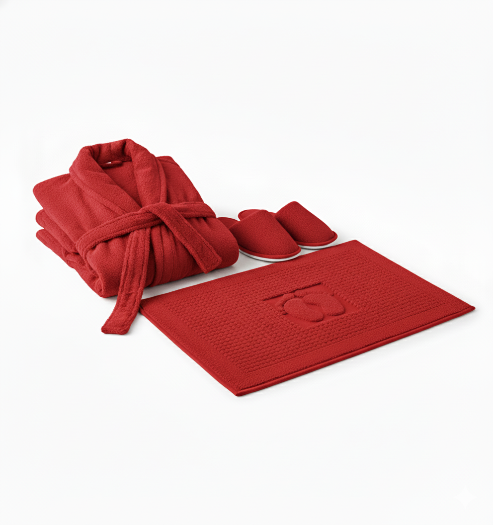 Jacquarddina Premium Bath Set – Bathrobe, Slippers & Bath Mat | 100% Pure Cotton