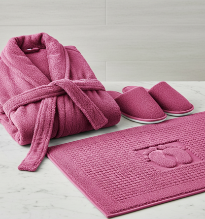 Jacquarddina Premium Bath Set – Bathrobe, Slippers & Bath Mat | 100% Pure Cotton