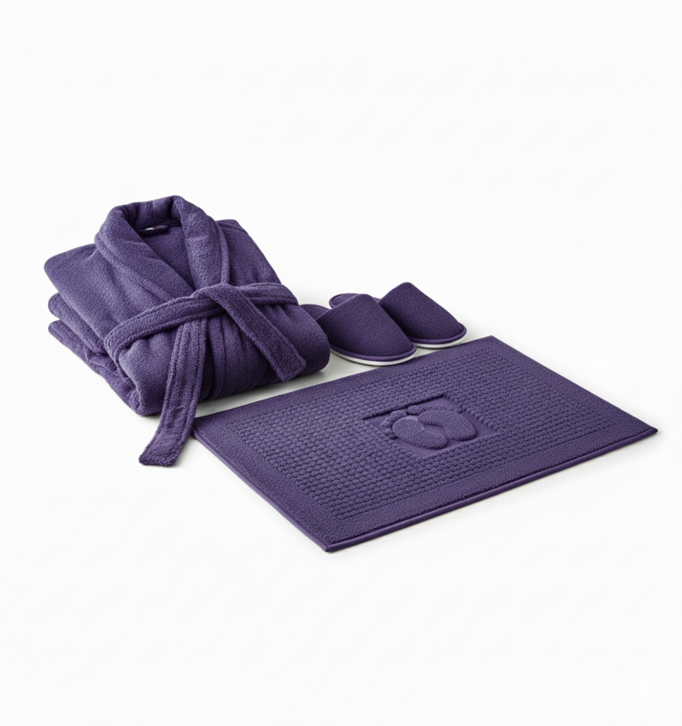 Jacquarddina Premium Bath Set – Bathrobe, Slippers & Bath Mat | 100% Pure Cotton
