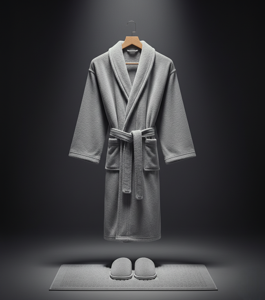 Jacquarddina Premium Bath Set – Bathrobe, Slippers & Bath Mat | 100% Pure Cotton