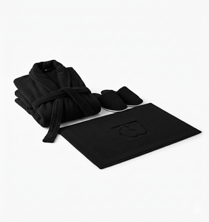 Jacquarddina Premium Bath Set – Bathrobe, Slippers & Bath Mat | 100% Pure Cotton